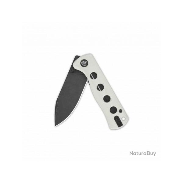 Couteau QSP Canary White Folder Lame Acier 14C28N Blackwash Manche G10 IKBS Linerlock Clip QS150G2