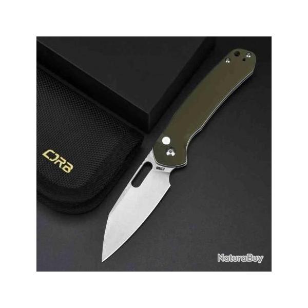 Couteau CJRB Pyrite Wharncliffe Od Green Lame Acier AR-RPM9 SW Manche G10 Button Lock IKBS J1925AGN