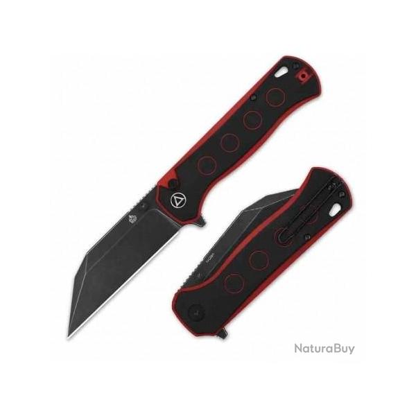 Couteau QSP Swordfish Black/Red Lame Wharncliffe Black Acier 14C28N Manche G10 IKBS Button QS149A2