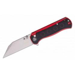 Couteau QSP Swordfish Black/Red Lame Wharncliffe Acier 14C28N Manche G10 IKBS Button Lock QS149A1