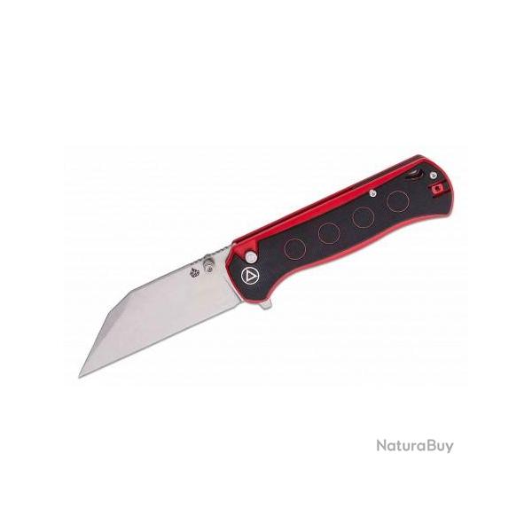Couteau QSP Swordfish Black/Red Lame Wharncliffe Acier 14C28N Manche G10 IKBS Button Lock QS149A1