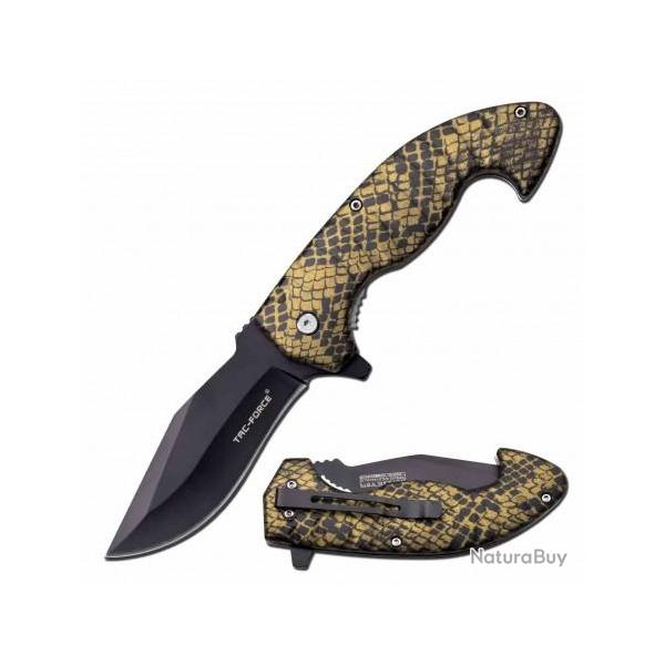 Lot de 3 Couteau Tac-Force A/O Snakeskin Lame Acier 3Cr13 Manche ABS Linerlock TF1043CA