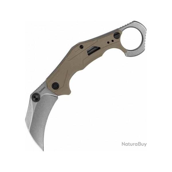 Couteau Kershaw Outlier Tan Karambit A/O Lame Acier 8Cr13MoV SW Manche GFN Linerlock KS2064TANSW