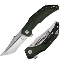 Couteau Begg Knives Astio OD Green Lame Tanto D2 Manche G10/Stainless IKBS Framelock Clip BG007