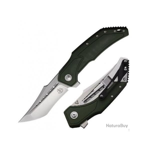 Couteau Begg Knives Astio OD Green Lame Tanto D2 Manche G10/Stainless IKBS Framelock Clip BG007