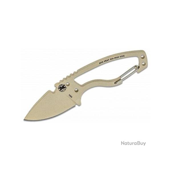 Couteau DPx Gear HEAT Hiker Desert Tan Lame Acier Carbone 1095 Manche Mousqueton Etui DPXHTX024