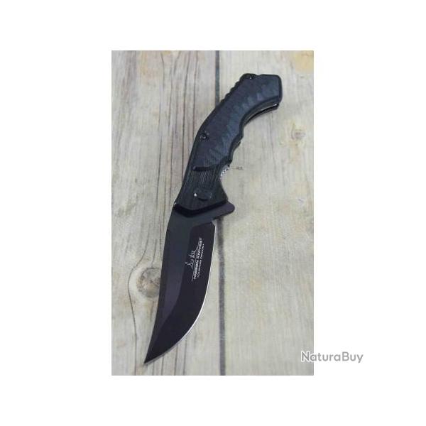 Couteau Hibben Whirlwind Black Lame Acier 7Cr17 Manche G10/6061 IKBS Linerlock Clip GH5114