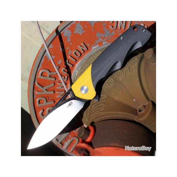 Couteau Bestech Airstream Black/Yellow Manche G10 Lame D2 Drop Point IKBS Linerlock Clip BTKG47A