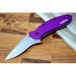 KS1620PUR Kershaw Scallion Purple A/O 420HC Blade Purple Aluminum Handles Linerlock USA