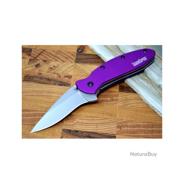 KS1620PUR Kershaw Scallion Purple A/O 420HC Blade Purple Aluminum Handles Linerlock USA