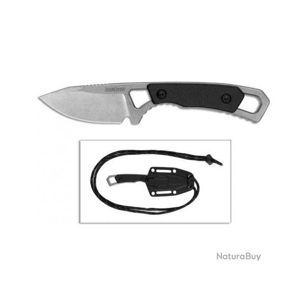 Couteau de Cou Kershaw Brace Neck Lame Acier 8Cr13MoV Manche GFN Etui Plastique KS2085