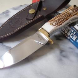 Couteau Hibben Chugach Hunter Lame Acier 1.4116 Manche Bois de Cerf Etui Cuir GH5084GS
