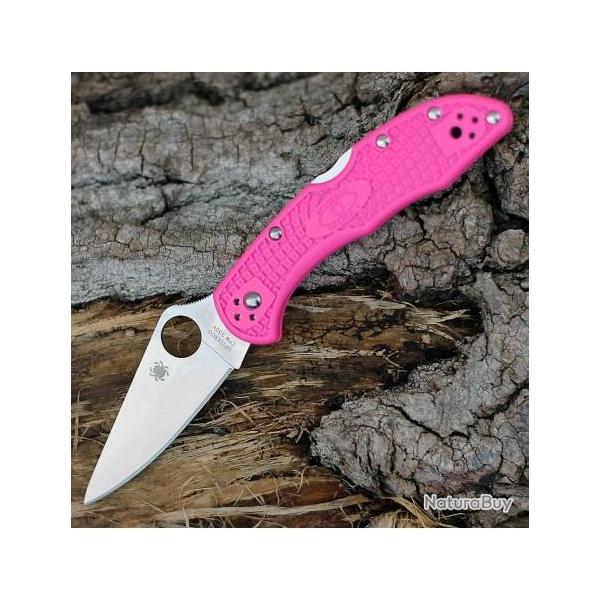 Couteau Spyderco Delica 4 Pink Lame Acier S30V Manche FRN Made Japan Lockback Clip SC11FPPNS30V
