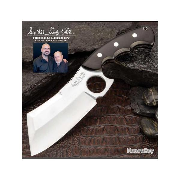 Couteau Couperet Hibben Legacy Ebony Cleaver Lame Acier 5Cr15MoV Manche Bois Etui Cuir GH5091