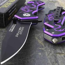Couteau Tac Force Dragon Strike Rescue A/O Lame Acier Inox Manche Alu Purple Clip TF686BP