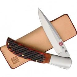 Couteau Al Mar Eagle Manche Os lame Acier AUS-8 Lockback Etui Cuir AMK7006