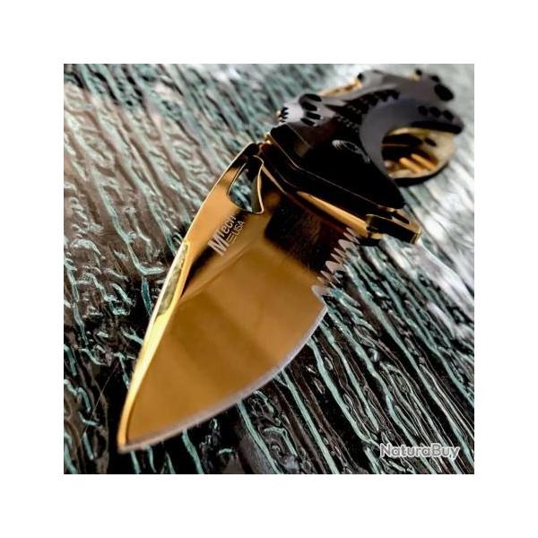 Couteau Mtech Ballistic Gold A/O Lame Acier Inox Serrated Manche ABs Ouvre Bouteilles MTA705BG