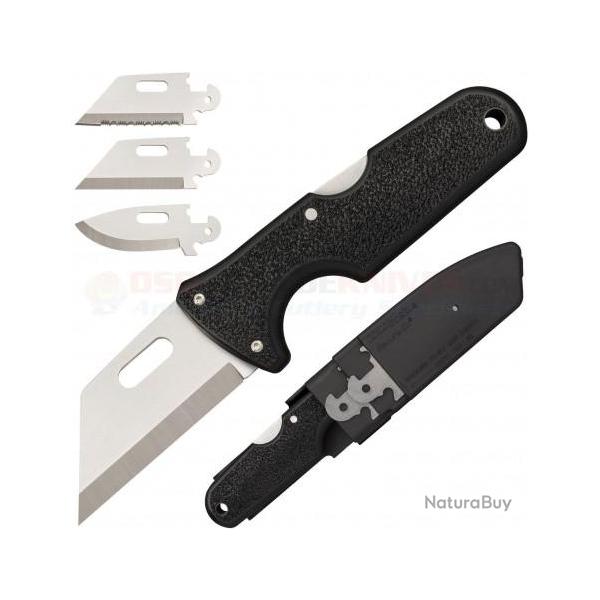 Couteau Cold Steel Click N Cut 3 Lames Acier 420 Manche Abs Etui Secure-Ex CS40A
