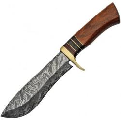 Couteau de Chasse Damas 256 Couches Manche Bois Etui Cuir DM1217