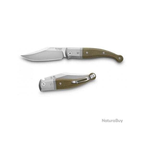 Couteau LionSteel Gitano GT01 CVG Lame Acier Niolox Manche Green Micarta/Titane Made LSTGT01CVG