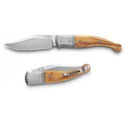 Couteau LionSteel Gitano GT01 UL Lame Acier Niolox Manche Bois D'olivier/Titane Made Italy LSTGT01UL