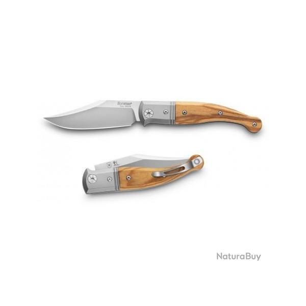 Couteau LionSteel Gitano GT01 UL Lame Acier Niolox Manche Bois D'olivier/Titane Made Italy LSTGT01UL