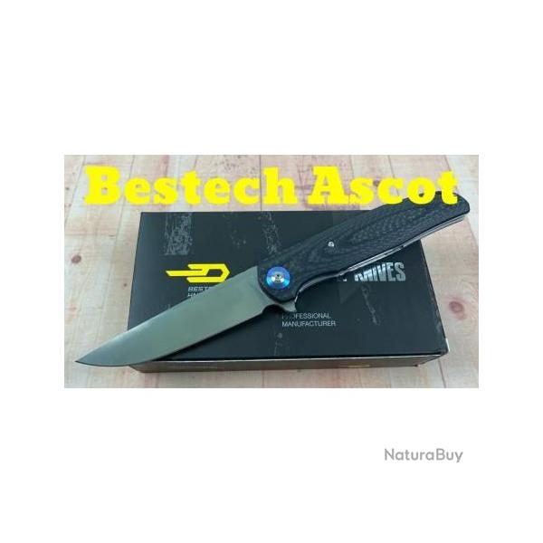 Couteau Bestech Ascot Carbon Fiber/G-10 Lame Acier D2 Linerlock Clip BTKG19A