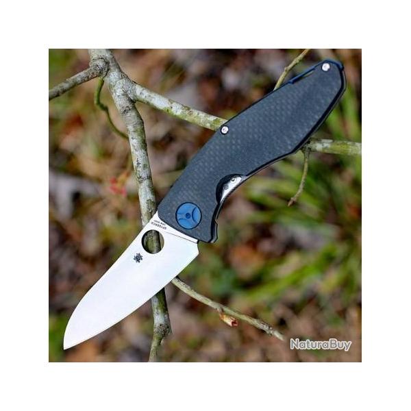Couteau Spyderco Drunken New Lame Acier CPM-S90V Manche Titane/Fibre Carbone Framelock SC235CFTIP