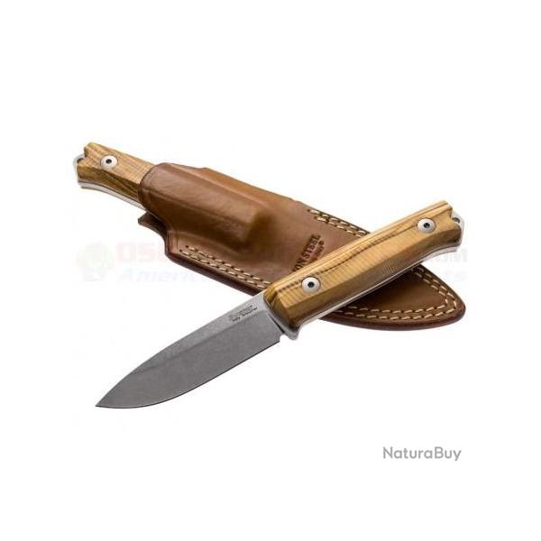 Couteau LionSteel Bushcraft B40 Lame Acier Sleipner Manche Olivier Etui Cuir Made Italy LSTB40UL