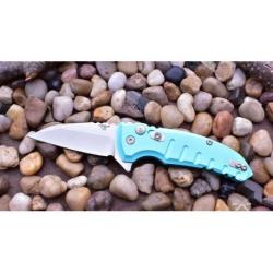 HO24163 Hogue Elishewitz X1-Microflip CPM-154 Blade Aquamarine Aluminum Handles Push Button USA