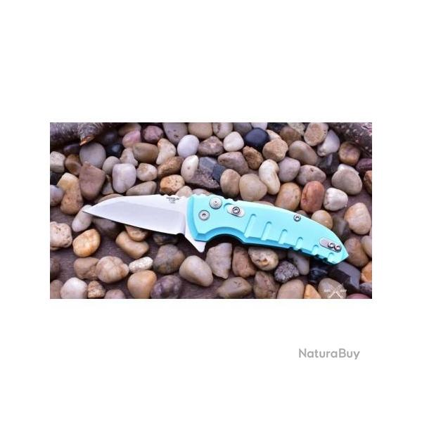 HO24163 Hogue Elishewitz X1-Microflip CPM-154 Blade Aquamarine Aluminum Handles Push Button USA