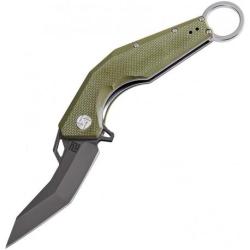 ATZ1811PBGNF Couteau Artisan Cobra Green G-10 Handle D2 Black Blade Linerlock