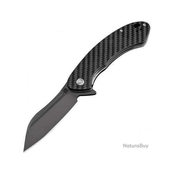 ATZ1818PBCF Couteau Artisan Immortal Carbon Fiber Handle D2 Black Blade Linerlock