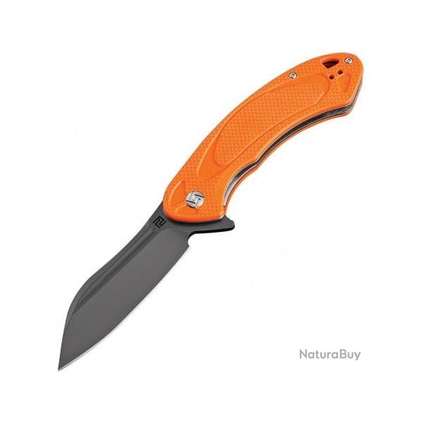 ATZ1818PBOEF Couteau Artisan Immortal Linerlock Orange D2 Black Blade G-10 Handle