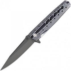 ATZ1807PBBW Couteau Artisan Virginia G-10 Black/White Handle D2 Black Blade Linerlock
