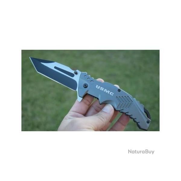 Couteau Tactical Tanto USMC Mtech A/O Lame Acier 3Cr13 Manche Aluminium USMA1058GY