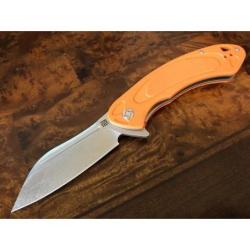 Couteau Artisan Immortal Orange Lame Acier D2 Manche G-10 Linerlock Clip ATZ1818POEF