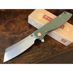 Couteau Artisan Tomahawk D2 Manche Green G-10 Lame Acier D2 Linerlock Clip ATZ1815PGNF