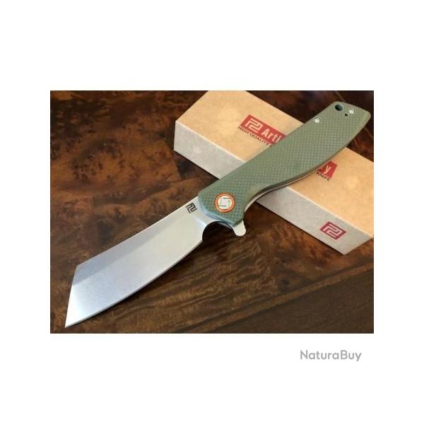 Couteau Artisan Tomahawk D2 Manche Green G-10 Lame Acier D2 Linerlock Clip ATZ1815PGNF