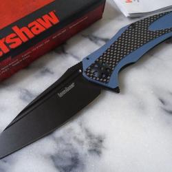 Couteau Kershaw Natrix Carbon Fiber Acier 8Cr13MoV Manche Blue G-10/Fibre de Carbone KS7008CFBLK