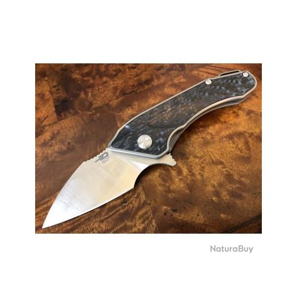 Couteau Bestech Goblin Lame Acier S35VN Manche Titane & Fibre de Carbone Framelock Clip BTKT1711A