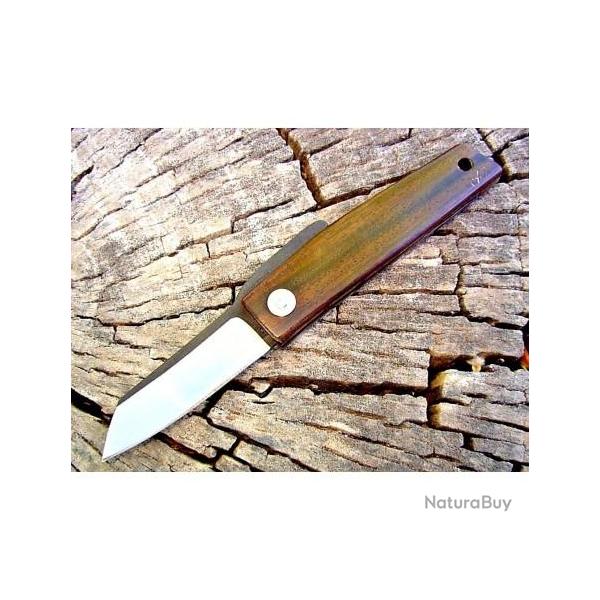 Couteau Ohta FK5 Folder Rose Wood Lame Acier D2 Manche Bois Made Japan OFK5RW