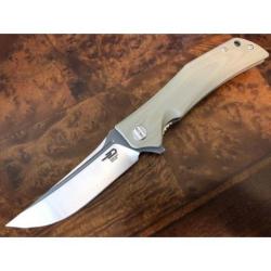 Couteau Bestech Knives Scimitar Lame Acier D2 Manche Desert Tan Linerlock BTKG05C2