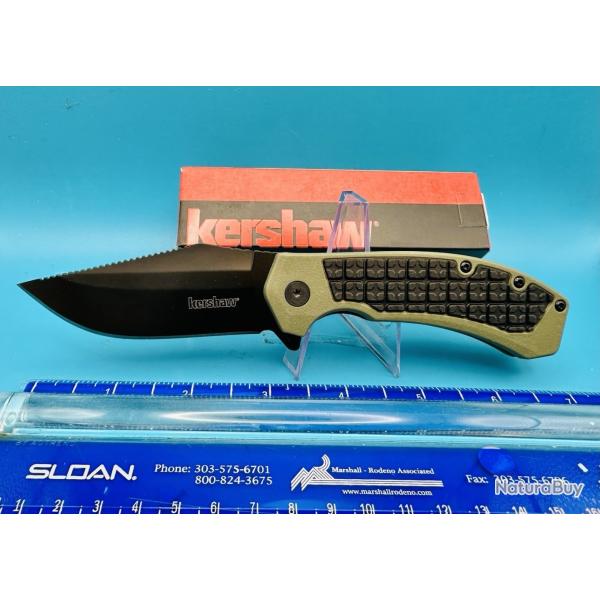Couteau Kershaw Faultline Lame Acier 8Cr13MoV Manche Green GFN Linerlock Clip KS8760