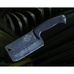 Couteau Couperet Esee Expat Cleaver Lame Acier Carbone 1095 Manche G-10 Etui Cuir Made In USA ESCL1