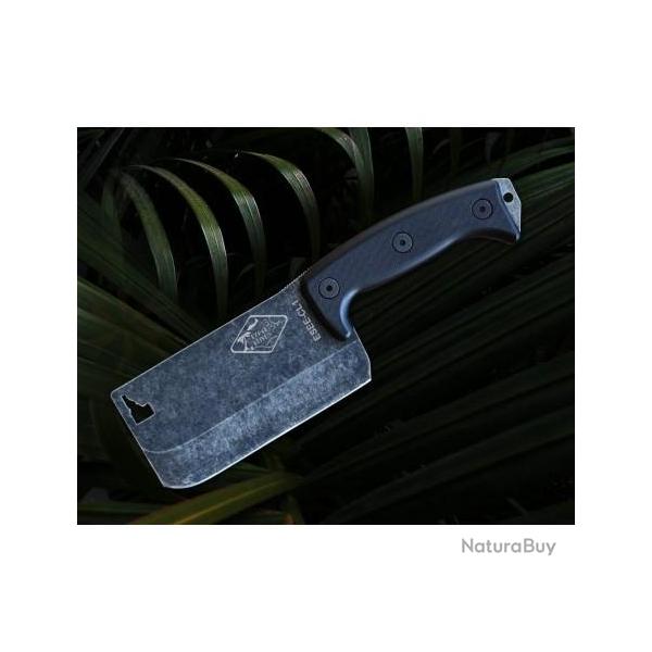 Couteau Couperet Esee Expat Cleaver Lame Acier Carbone 1095 Manche G-10 Etui Cuir Made In USA ESCL1