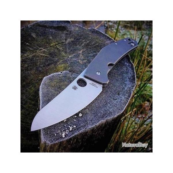 Couteau Spyderco SpydieChef Lame Acier LC200N Manche Titane Framelock SC211TIP