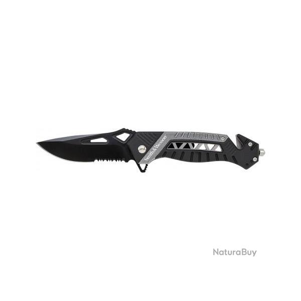 Couteau Smith&Wesson Rescue Flipper Lame Acier 8Cr13MoV Manche Alu SW608S