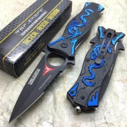 Lot de 3 Couteau Tac Force Dragon A/O Lame Acier Inox Manche Alum D&eacute;cor Dragon TF707BL