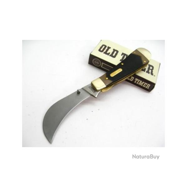 Couteau Serpette Schrade Old Timer Hawkbill Pruner Acier Carbone/Inox Manche Delrin SCH216OT